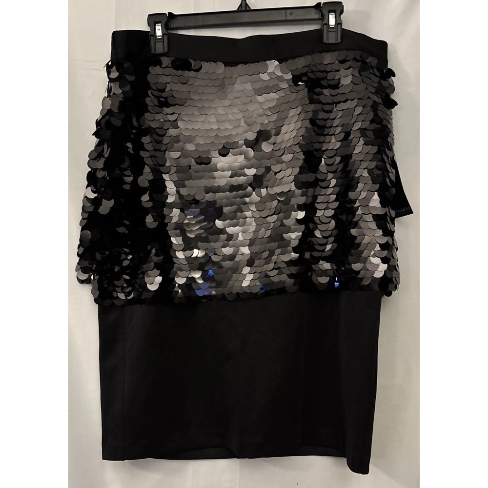 Eloquii Black Paillette Sequin Peplum Straight Skirt 16